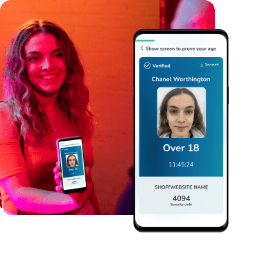 digital id on smartphone screen verifying live person