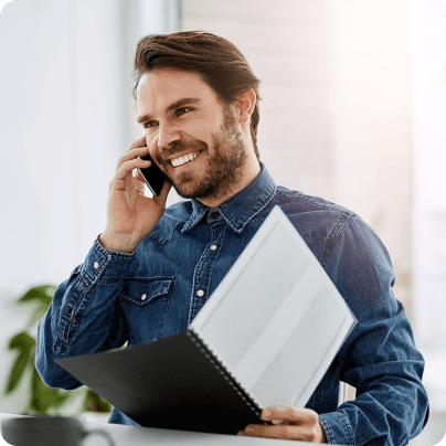 man talking on phone