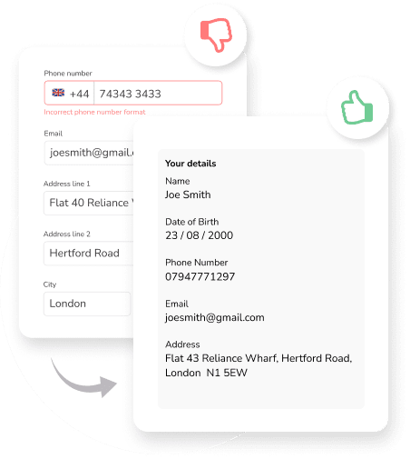 user data approval rejection