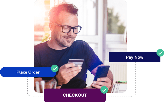 man placing orders on phone with credit card